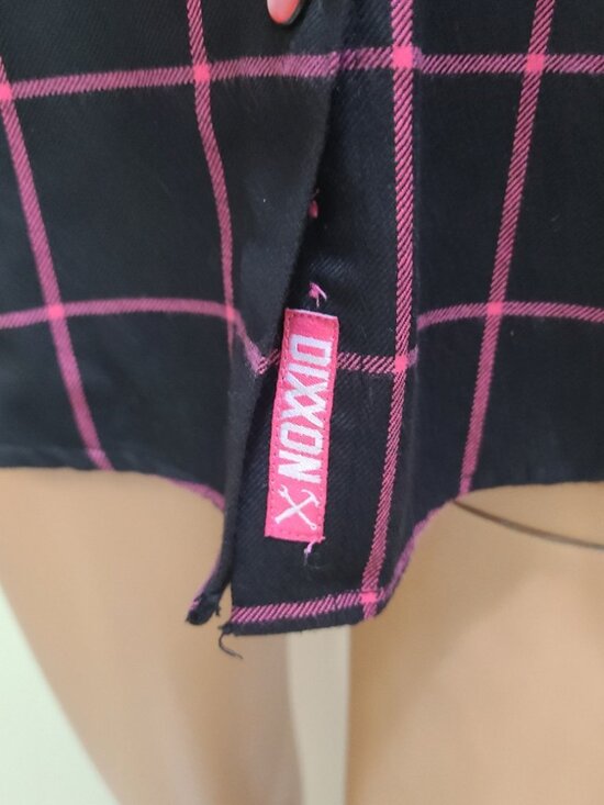 NEW NWT! DIXXON "HOPE" PINK/BLACK PLAID FLANNEL SHIRT BREAST CANCER sz S - Picture 5 of 10
